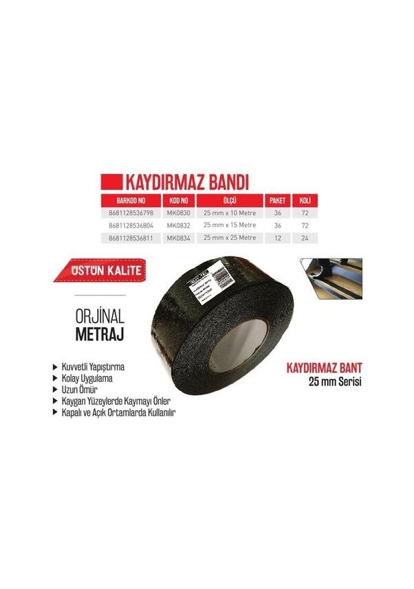 Bay-Tec MK0830 Kaydırmaz Bant 25 MM x 10 M Siyah