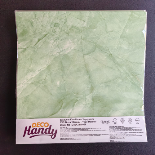 Decohandy 30x30 Cm Pvc Duvar Karosu 4'Lü Paket - Yeşil Mermer