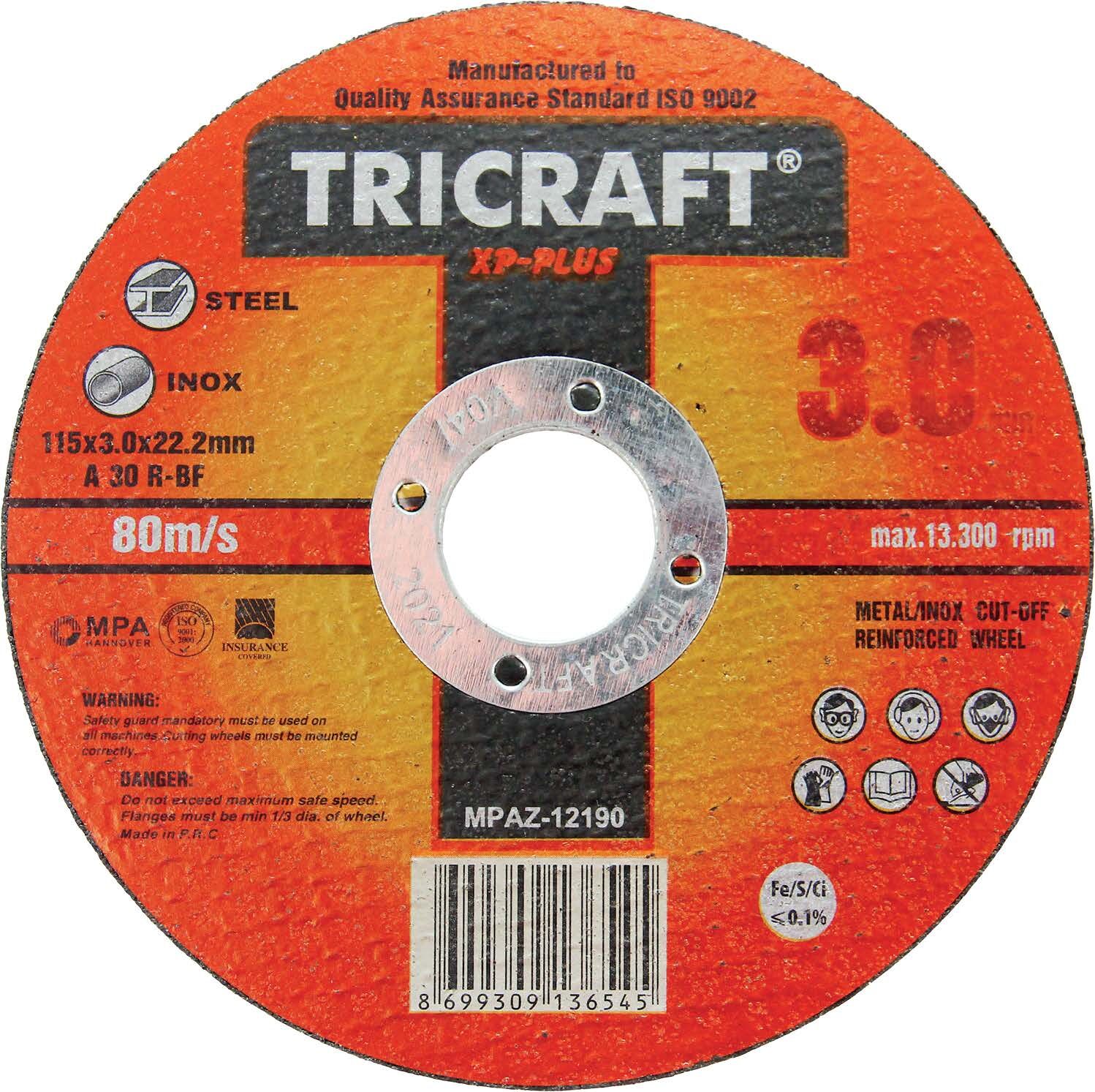 Tricraft Inox Metal Kesici Taş 115 MM