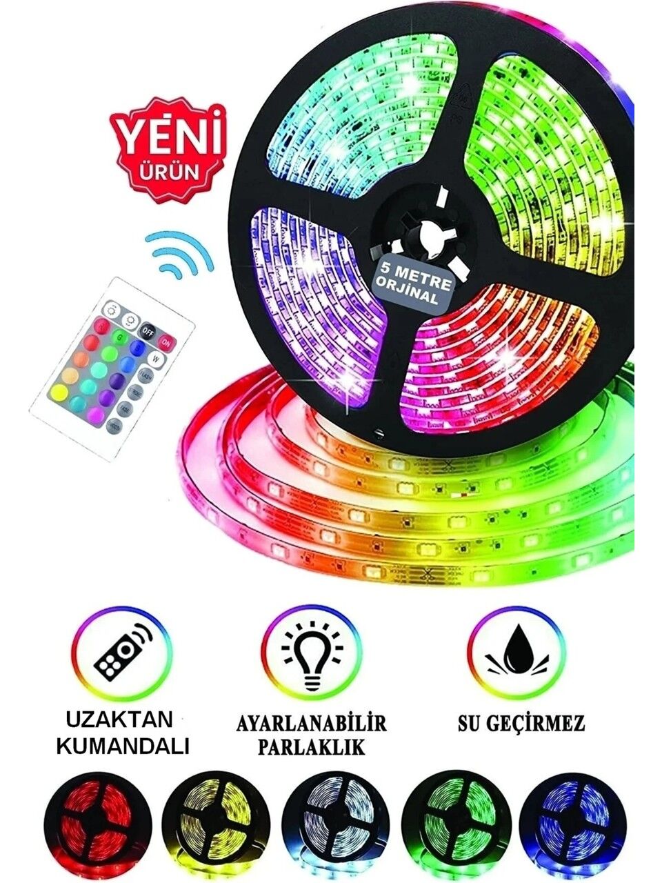 Cooltoolls Şerit LED Işık Rgb 5 Metre Hazır Set Tak Çalıştır